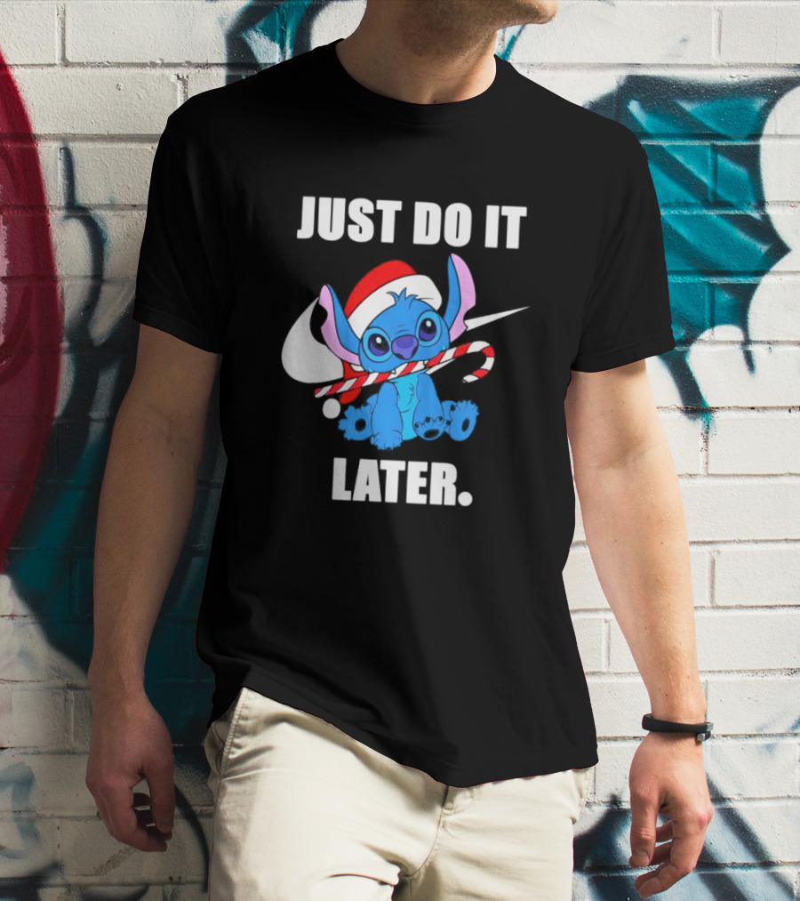 Santa Stitch Just Do It Later Christmas T-Shirt