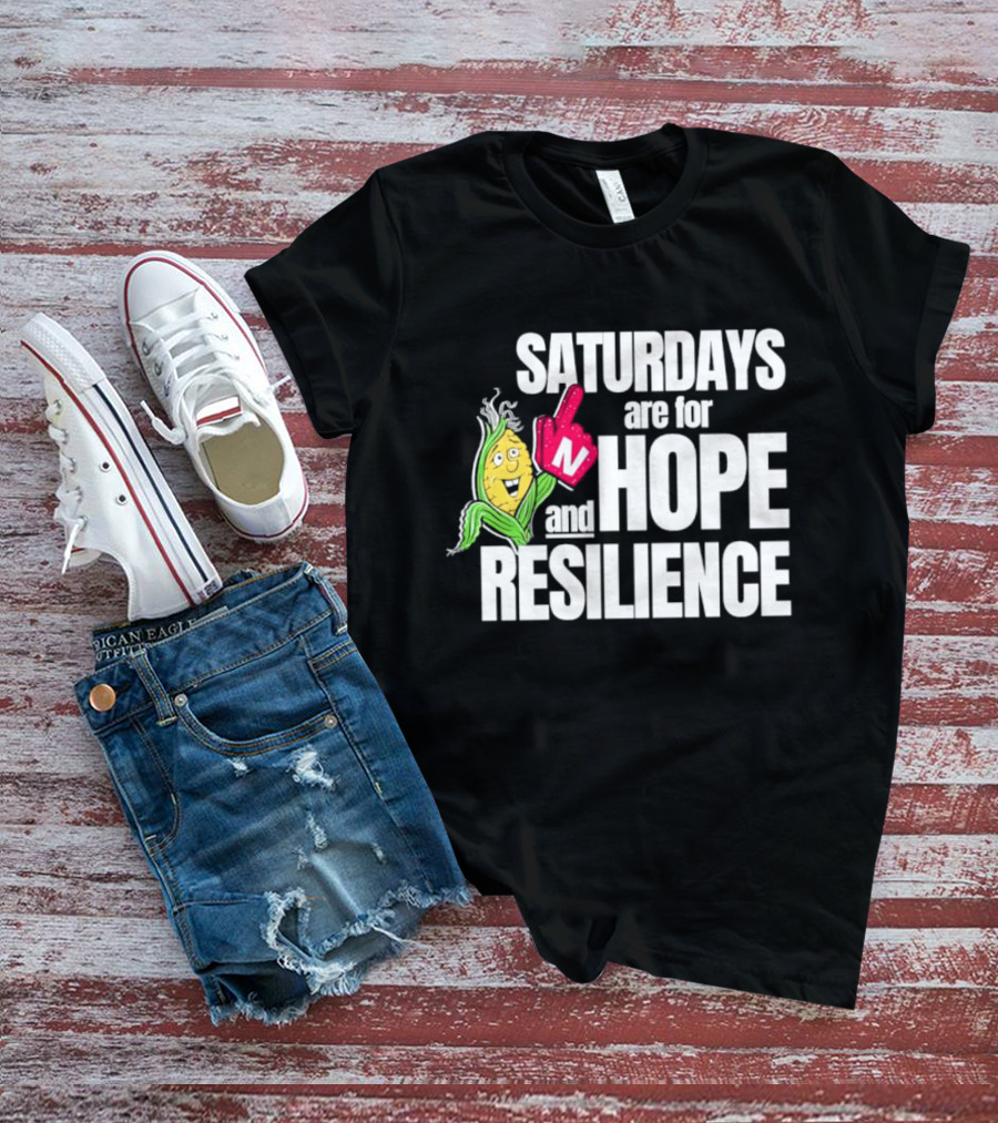 Saturdays Are For Hope And Resilience Corn Mascot And Foam Finger T-Shirt