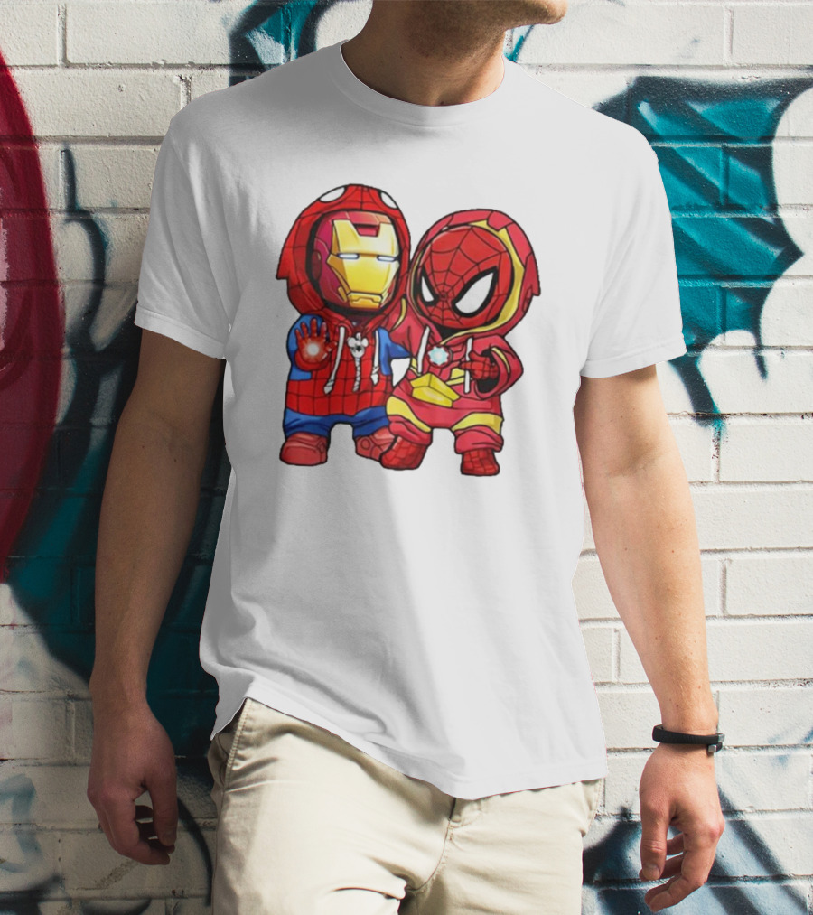 Spider-Man And Iron Man Cute Chibi Hoodie Heroes T-Shirt