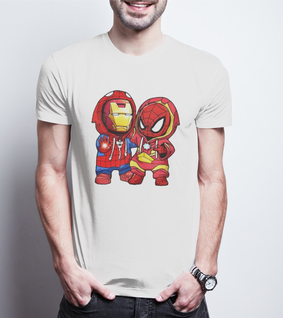 Spider-Man And Iron Man Cute Chibi Hoodie Heroes T-Shirt