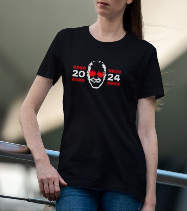 Biden 2024 Christmas Sweater Style With Red Glowing Eyes T-Shirt