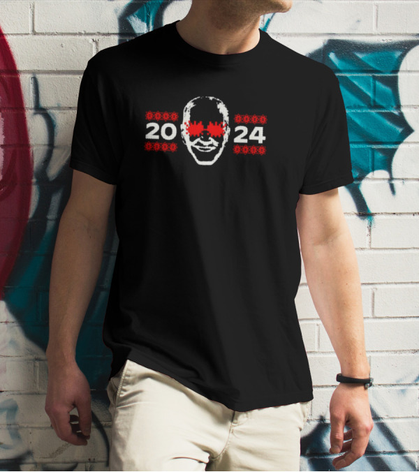 Biden 2024 Christmas Sweater Style With Red Glowing Eyes T-Shirt
