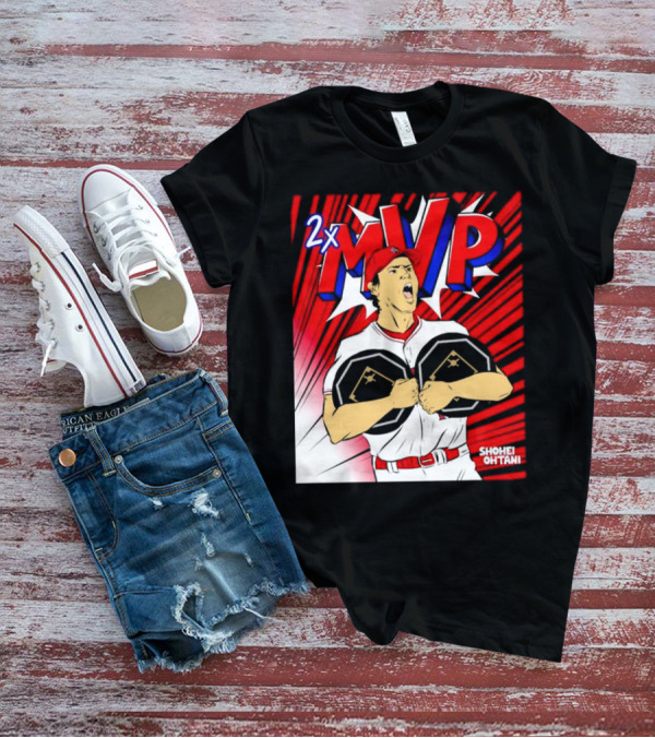Los Angeles Angels Shohei Ohtani 2x MVP Comic T-Shirt