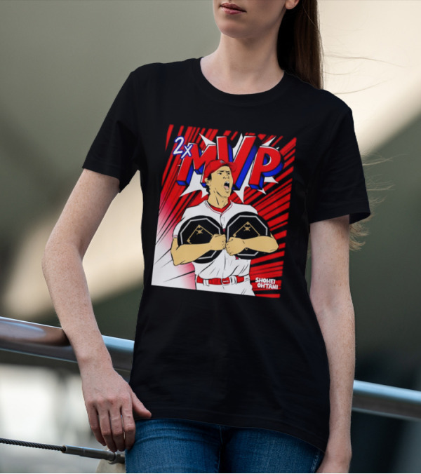 Los Angeles Angels Shohei Ohtani 2x MVP Comic T-Shirt
