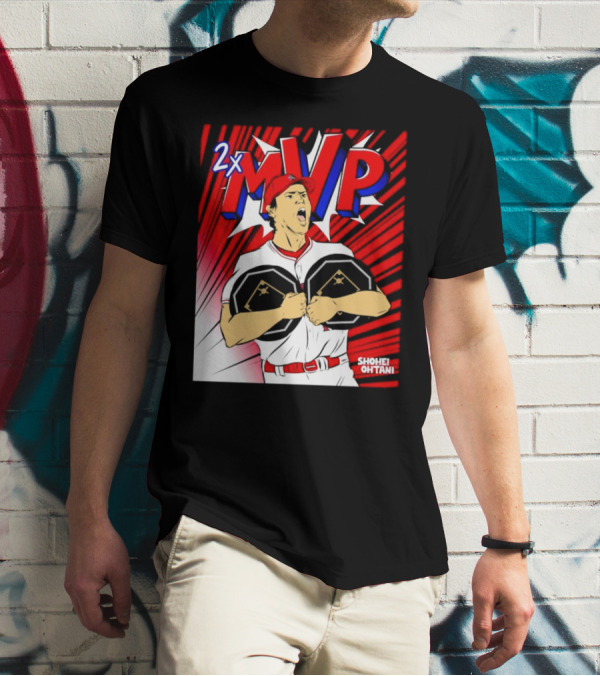 Los Angeles Angels Shohei Ohtani 2x MVP Comic T-Shirt
