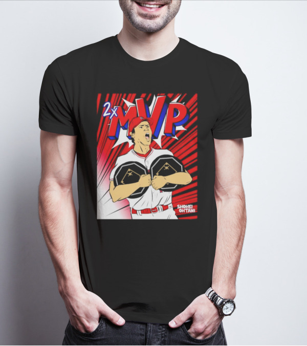 Los Angeles Angels Shohei Ohtani 2x MVP Comic T-Shirt