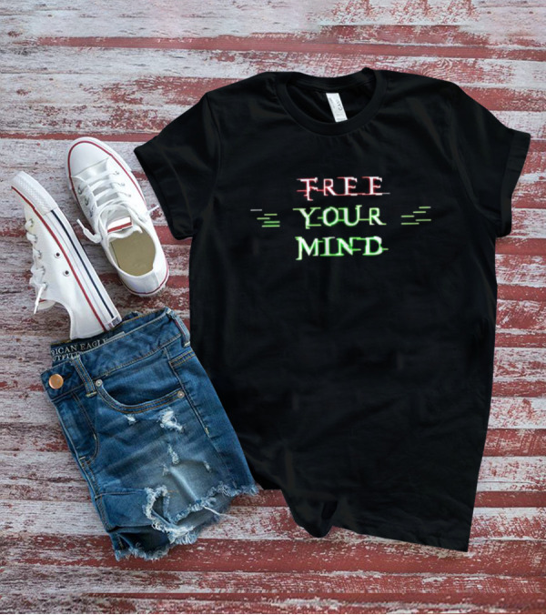Matrix Free Your Mind Glitch Text Aesthetic T-Shirt