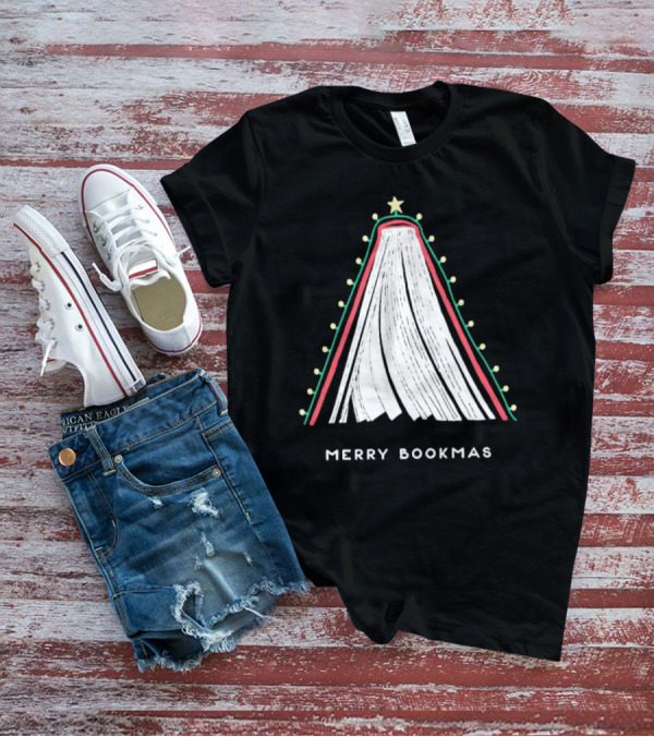 Merry Bookmas Christmas Tree Book Lights T-Shirt