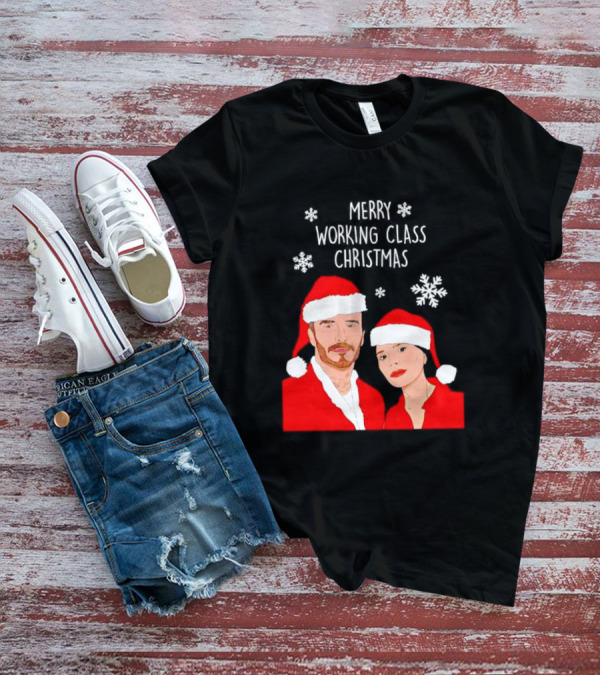 Merry Working Class Christmas Santa Couple Snowflakes T-Shirt