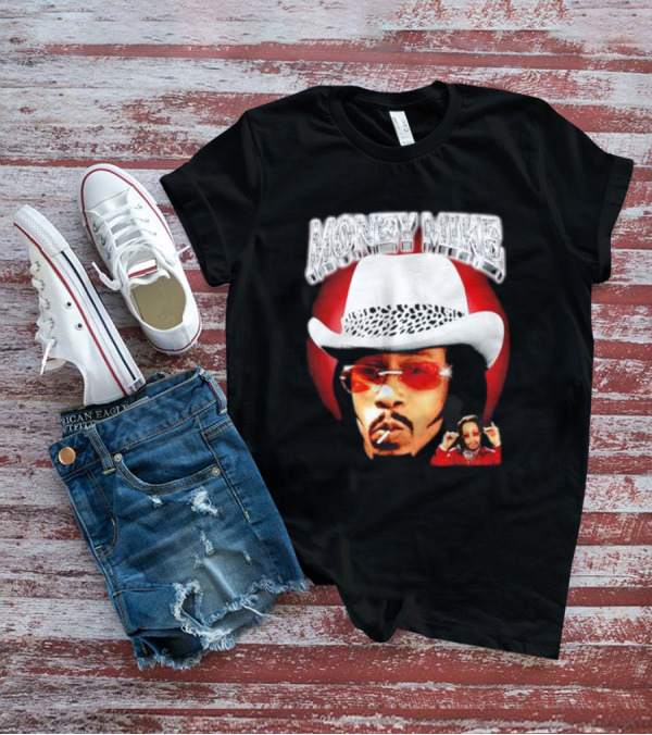Money Mike Red Backdrop White Hat Sunglasses Iconic T-Shirt