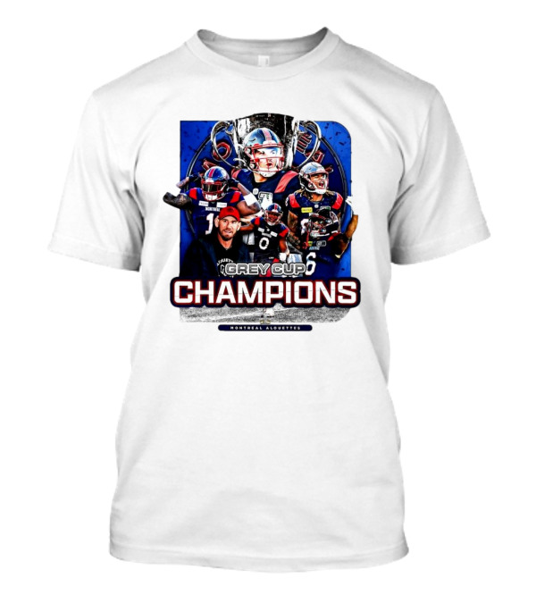 Montreal Alouettes Grey Cup Champions Celebration With Team Players And Trophy T-Shirt