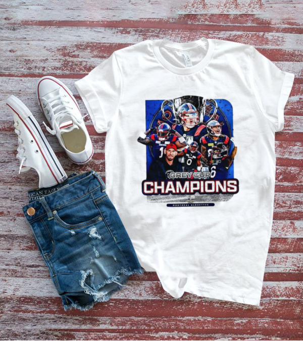 Montreal Alouettes Grey Cup Champions Celebration With Team Players And Trophy T-Shirt