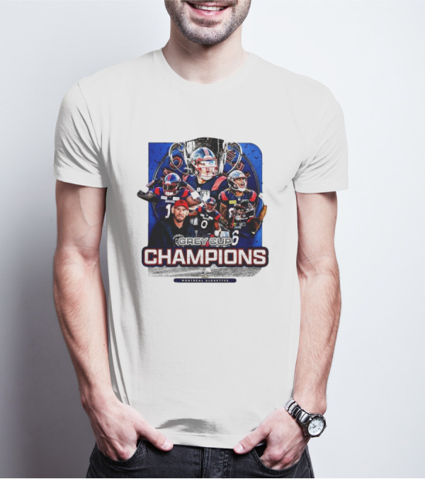 Montreal Alouettes Grey Cup Champions Celebration With Team Players And Trophy T-Shirt