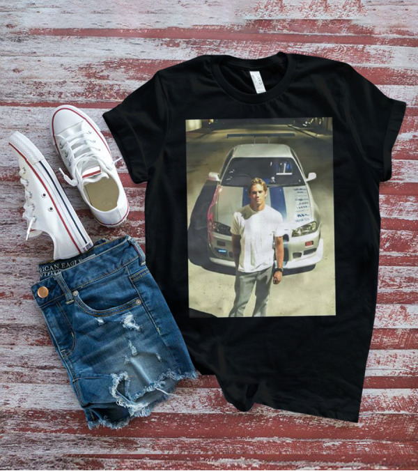 Paul Walker Giving Season With Iconic Car Street Scene T-Shirt