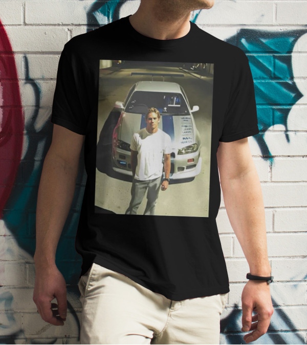 Paul Walker Giving Season With Iconic Car Street Scene T-Shirt