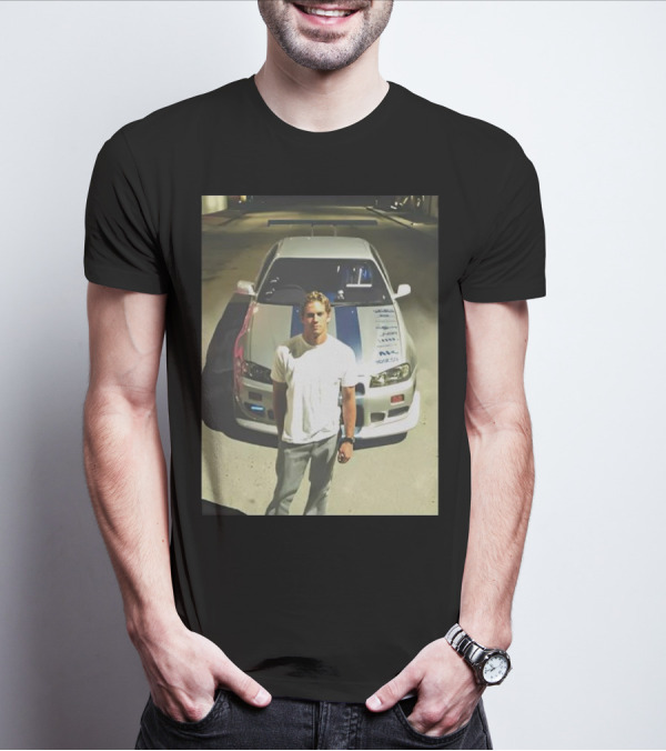 Paul Walker Giving Season With Iconic Car Street Scene T-Shirt