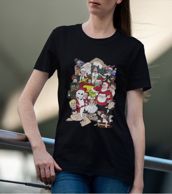 Naughty Or Nice Christmas Chaos Characters Featuring Santa Grinch Gizmo Jack Frost T-Shirt