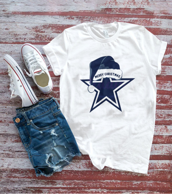 Dallas Cowboys Merry Christmas Santa Hat Star T-Shirt
