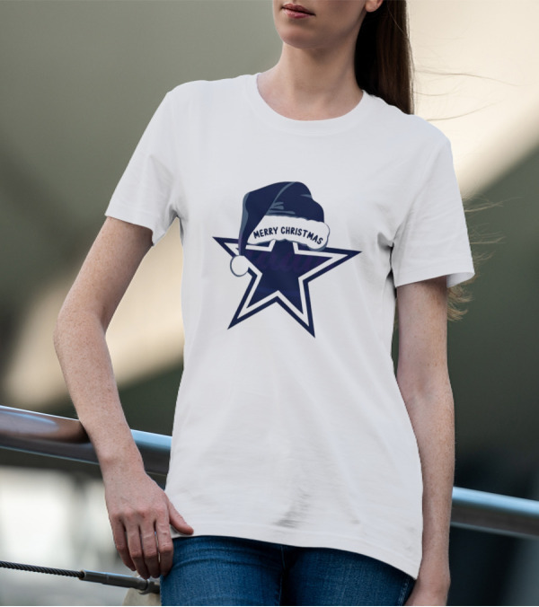 Dallas Cowboys Merry Christmas Santa Hat Star T-Shirt