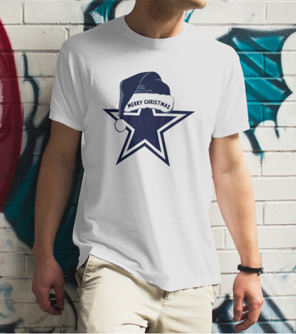 Dallas Cowboys Merry Christmas Santa Hat Star T-Shirt