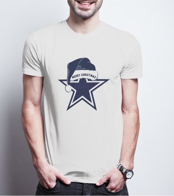 Dallas Cowboys Merry Christmas Santa Hat Star T-Shirt