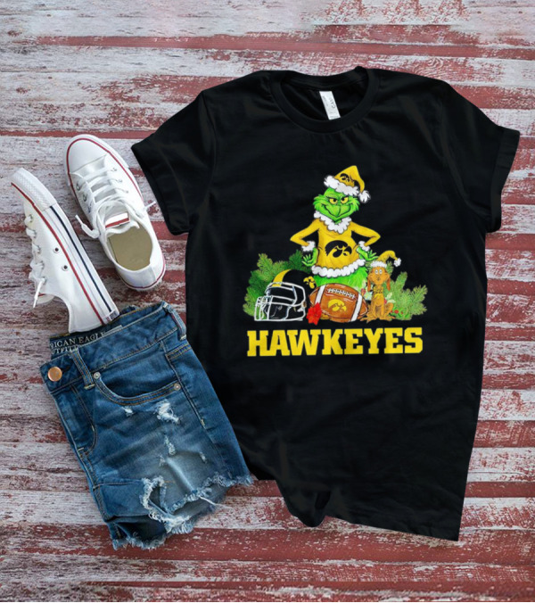 Grinch Hawkeyes Christmas Football Iowa T-Shirt
