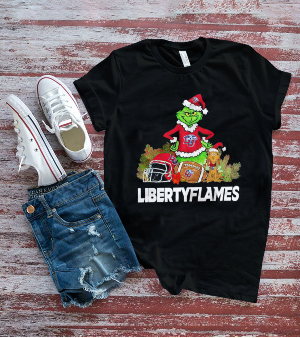 Grinch Liberty Flames Christmas Football FIU Santa Hat T-Shirt