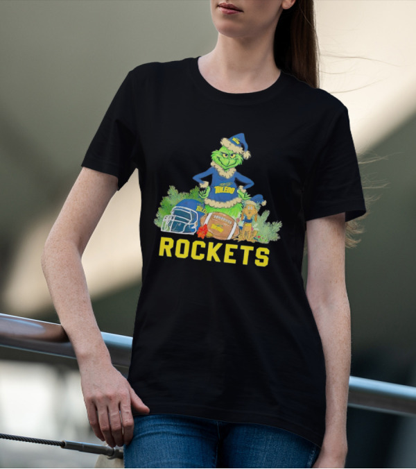Grinch Toledo Rockets Christmas Football Festive Spirit T-Shirt