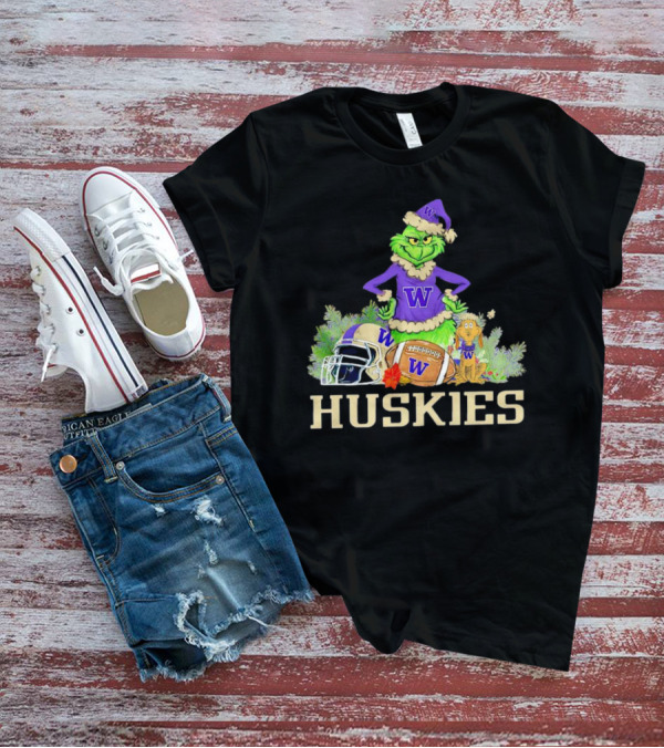 Grinch Washington Huskies Football Christmas W Holiday T-Shirt