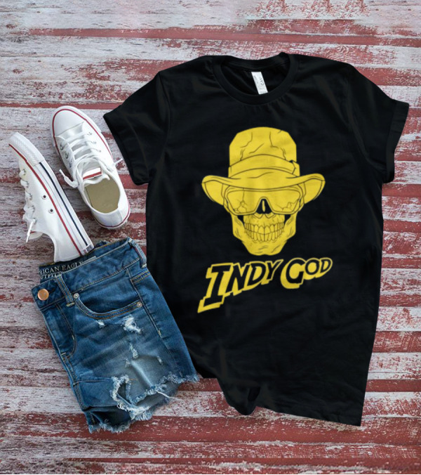 Matt Cardona Indy God Gold Skull With Hat And Sunglasses T-Shirt
