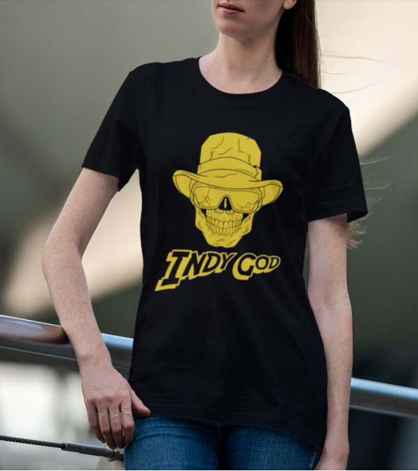 Matt Cardona Indy God Gold Skull With Hat And Sunglasses T-Shirt