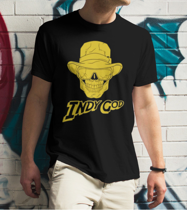 Matt Cardona Indy God Gold Skull With Hat And Sunglasses T-Shirt