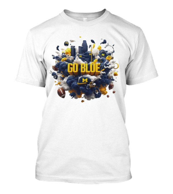Go Blue Michigan Wolverines City Skyline Football Elements T-Shirt