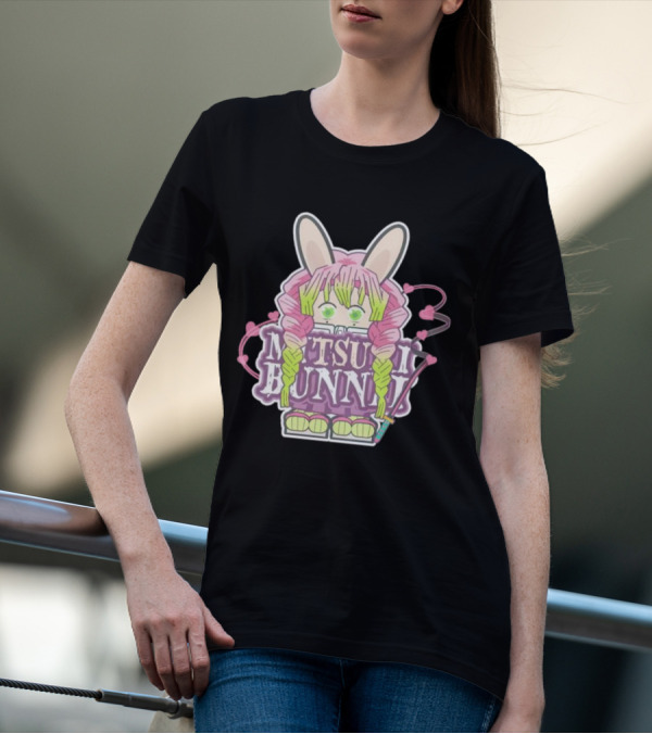 Bunnii Gang Mitsuri Bunnii Cute Pastel Character With Bunny Ears And Heart Details T-Shirt