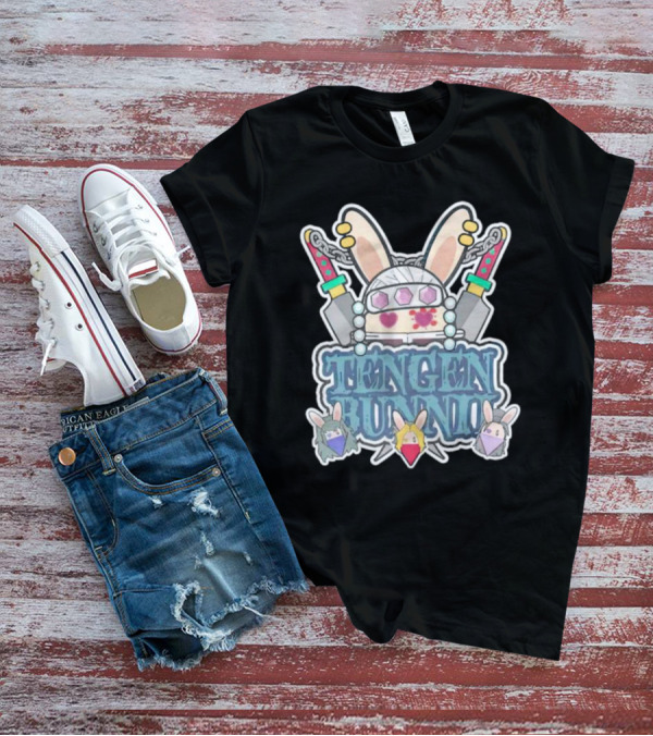 Tengen Bunnii Gang Anime Rabbit Warrior With Gem Headband And Swords T-Shirt
