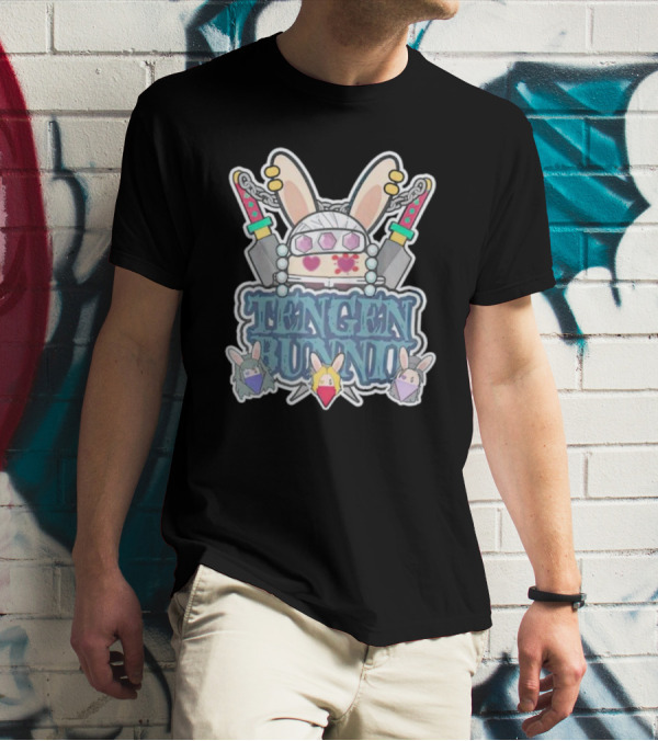 Tengen Bunnii Gang Anime Rabbit Warrior With Gem Headband And Swords T-Shirt