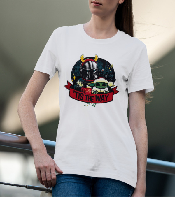 Darth Vader Baby Yoda Mandalorian Tis The Way Christmas T-Shirt