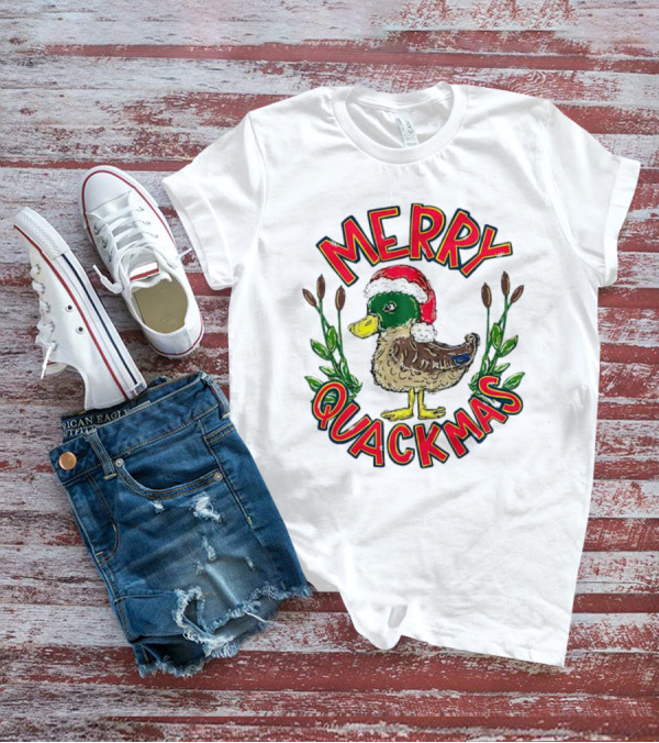 Merry Quackmas Christmas Santa Hat Duck Festive Holiday T-Shirt
