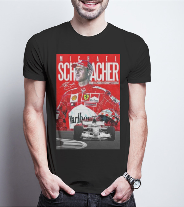 Michael Schumacher Formula 1 Champion Racing Ferrari Legend 1994 1995 2000 2001 2002 2003 2004 Marlboro Shell Bridgestone T-Shirt