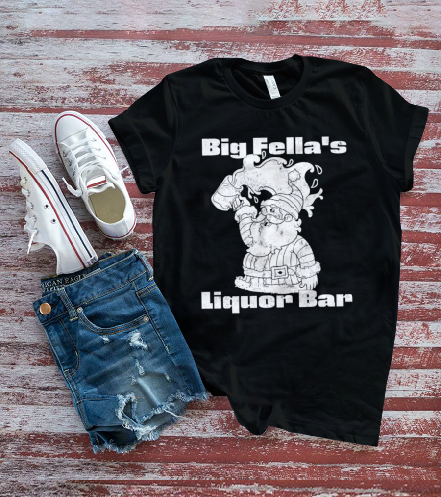 Big Fella's Liquor Bar Holiday Santa Festivity T-Shirt