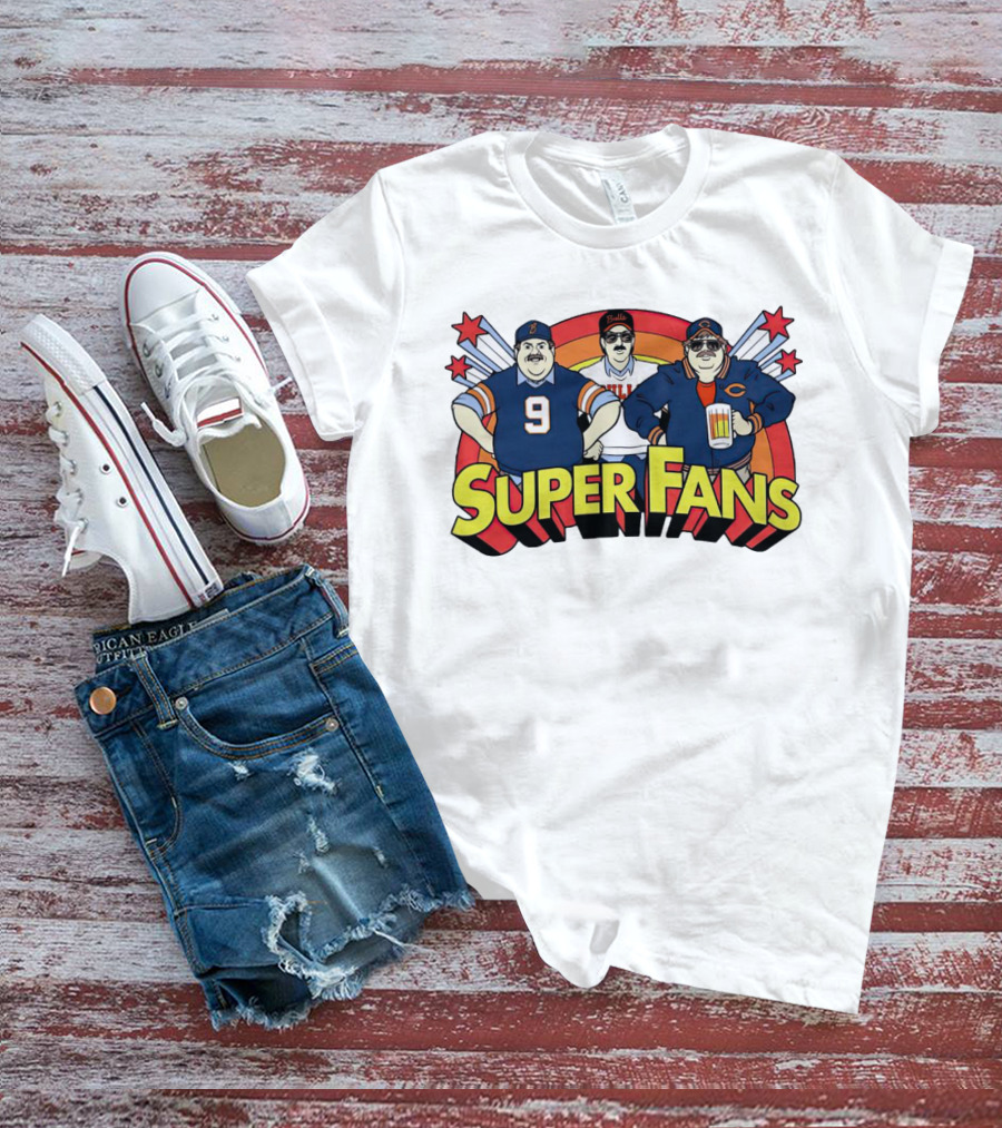 Chicago Bears Super Fans Three Illustrated Characters In Jerseys T-Shirt