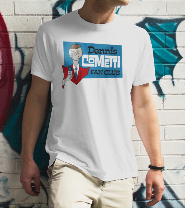 Dennis Cometti Fan Club Cartoon Broadcaster With Microphone T-Shirt