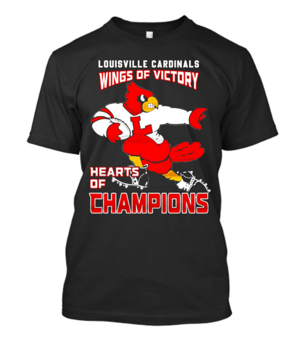 Louisville Cardinals Wings Of Victory Hearts Of Champions Football Cardinal T-Shirt