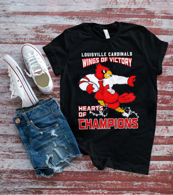 Louisville Cardinals Wings Of Victory Hearts Of Champions Football Cardinal T-Shirt