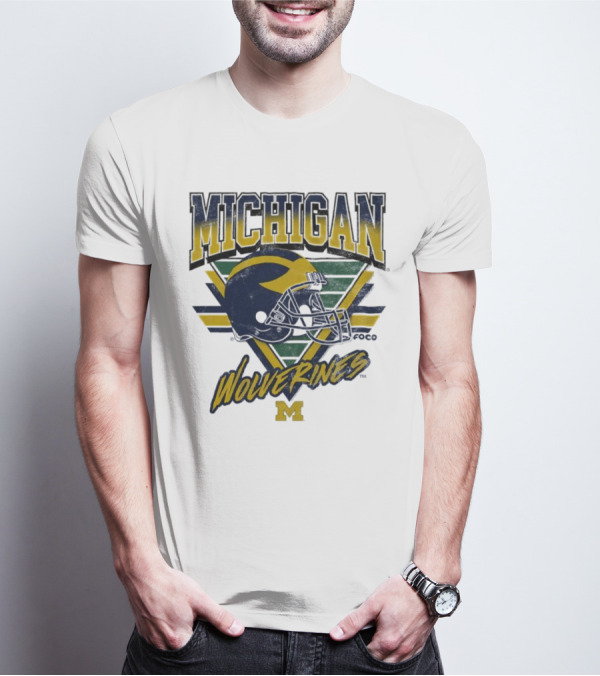 Michigan Wolverines Vintage Triangle Football Helmet M T-Shirt