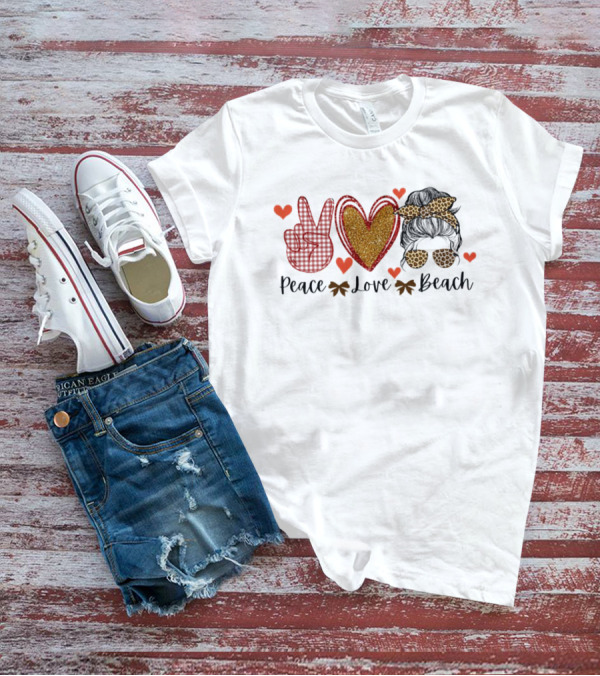 Peace Love Beach Heart Shades Bandana Vibes T-Shirt
