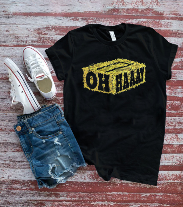 Oh Haaay Straw Iconic Yellow Hay Block Humor T-Shirt