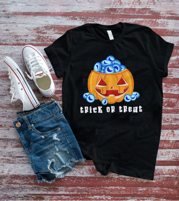 Trick Or Treat Pumpkin With Blue Eyeballs T-Shirt