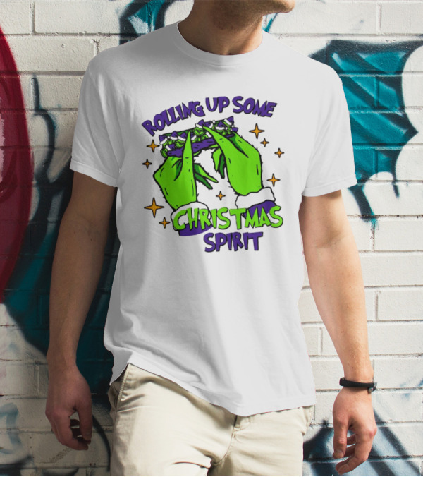 Rolling Up Some Christmas Spirit With Purple Grinch Hand T-Shirt