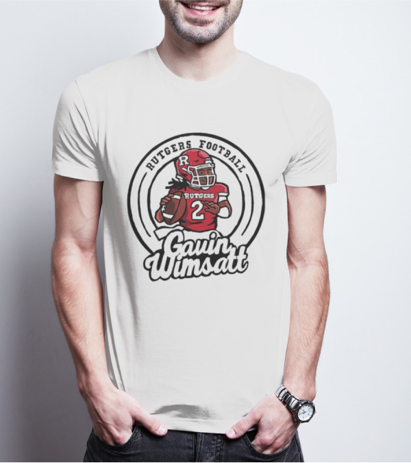 Rutgers Football Gavin Wimsatt Number 2 Player Cartoon T-Shirt